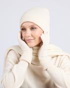 Foxford White Ribbed Cashmere Beanie image