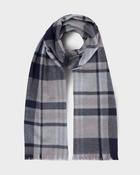Foxford Navy and Mink Tartan Fine Wool Cashmere Blend Scarf image
