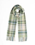 Foxford Green &amp; Cream Tartan Lambswool Scarf image