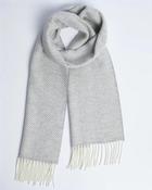 Foxford Pearl Grey Herringbone Cashmere Blend Scarf image