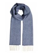 Foxford Navy Herringbone Lambswool Scarf