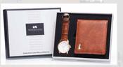 Newgrange living mens watch and wallet set brown