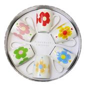 Heart Flowers Set Of 6 Mugs image