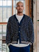 Fresh Knit Cardigan - Navy &amp; Cream