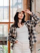 Womens Flannel Check Shirt - Brown image
