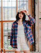 Womens Flannel Check Shirt - Blue image