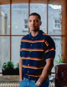 Fresh Knit Shirt - Navy &amp; Orange Stripe image