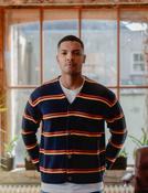 Fresh Knit Cardigan - Navy &amp; Orange Stripe