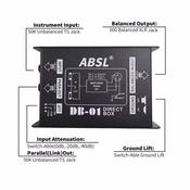DI Box Pro High to Low Impedance with Bypass