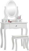Children's White Wooden Kids Vanity Table with Crystal Knobs Childs Dressing Table image