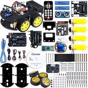 Smart Robot Car Kit V4.0 Compatible with Arduino IDE with UNO R3 Board, Line Tracking Module, Ultrasonic Sensor, IR Module, Intelligent &amp; Educational Toy