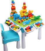 5-in-1 Multi Movement Table Set, 128 Pieces Huge Structure Blocks: Viable Blocks Toy Play Table Incorporates 1 Seat and Building Block Table with Stockpiling, Green Baseplate Board (Blue) image