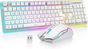 K10 Wireless Gaming Keyboard and Mouse Set, White, 3200 DPI Wireless Gaming Mouse, QWERTZ DE Layout LED Backlight, 3000 mA Battery Capacity image
