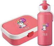Unicorn with Name, Mepal Campus Set Lunch Box &amp; Water Bottle + Bento Box &amp; Fork - School - Kids - Sport, 6 Colors image
