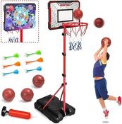 Portable basketball stand set with three balls and kids' basketball hoop Adjustable Outdoor and indoor Ball Games for Boys and Toddlers, 34.7-74.8 inches image
