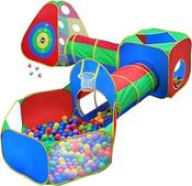 Blue, Green, Yellow, and Pink Kids Ball Pit Tents And Tunnels, 5 Pieces image