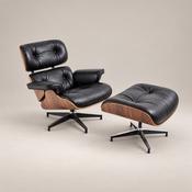 Buy Eames Lounge Chair &amp; Ottoman Mid-Century– Walnut Wood &amp; Black Leather image