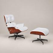 Buy Eames Style Lounge Chair &amp; Ottoman – Rosewood &amp; White Leather image