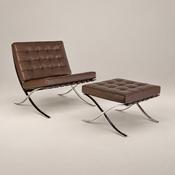 Buy Mies Barcelona Pavilion Chair with Footrest | Chocolate Brown