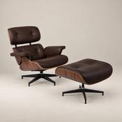 Buy Best Eames Style Lounge Chair Replica &amp; Ottoman - Rosewood &amp; Dark Brown Leather image