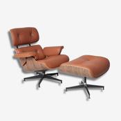 Eames Lounge Chair with Ottoman - Walnut Wood &amp; Tan Brown image