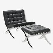 Mies Barcelona Pavilion Chair with Footrest | Black image