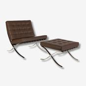 Mies Barcelona Pavilion Chair with Footrest | Chocolate Brown image