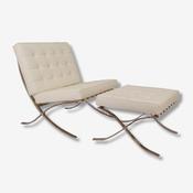Mies Barcelona Pavilion Chair with Footrest | Ivory White image