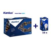 Kanlux Quality 10m Garden Festoon- 10x E27 sockets With 0.5w E27 Bulbs