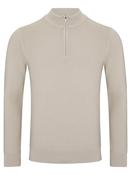 Remus Uomo Quarter Zip Textured Knit - Stone image
