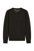 Round-neck sweater in burgundy wool and cotton