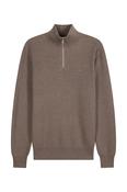 Eden Park Cotton Trucker Half-Zip Sweater – Brown image