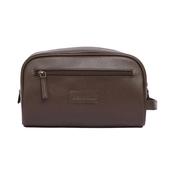 Barbour Leather Washbag - Dark Brown image
