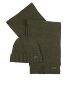 Barbour Carlton Fleck Beanie and Scarf Gift Set - Olive image