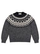 Wool &amp; Co Nordic Jacquard Crew-Neck Sweater – Navy &amp; Ecru image