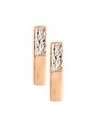 Dual Tone Bar Sterling Silver &amp; Rose Gold Stud Earrings
