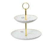 Porcelain Round Etagere with Gold Rim | 604037