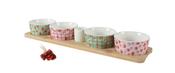 Porcelain Tapas Set with Bamboo Decal &amp; Strawberry Pattern | 821083