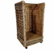 Premium KUBU Woven Lined Tall Log Basket with Handles &amp; Wheels │ ALLFIR1034