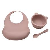 Bambino Silicone Feeding Set Bib Bowl &amp; Spoon Pink | BM146P