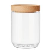 KitchenCraft Idilica Glass Storage Jar with Beechwood Lid, 500ml | IDGLSSTORSML image