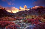 Autumn foliage beneath Monte Fitz Roy, Parque Nacional los Glaciares, Patagonia, Argentina. image