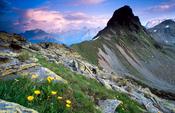View from Sarlota Joch to the Silvretta Alps, Ratikon Alps, Voralberg, Austria.