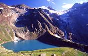 The Grunasee and Wilder Freiger, Stubai Hohenweg, Stubai Alps, Austria.