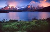 Lago Pehoe and the Paine massif at dawn, Torres del Paine National Park, Patagonia, Chile. image