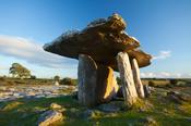 Evening light on Poulnabrone Dolmen, The Burren, Co Clare, Ireland. image