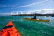 Sea kayaking in False Bay, Mannin, Connemara, Co Galway, Ireland.