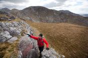 Scrambling on Benbaun, Twelve Bens Mountains, Connemara, Co Galway Ireland.