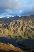 View across Kylemore Lough to the Twelve Bens, Connemara, Co Galway, Ireland. image