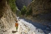 Hikers in the Samaria Gorge, Samaria National Park, Crete, Greece.